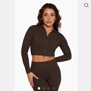 Brown Long Sleeve Crop Top